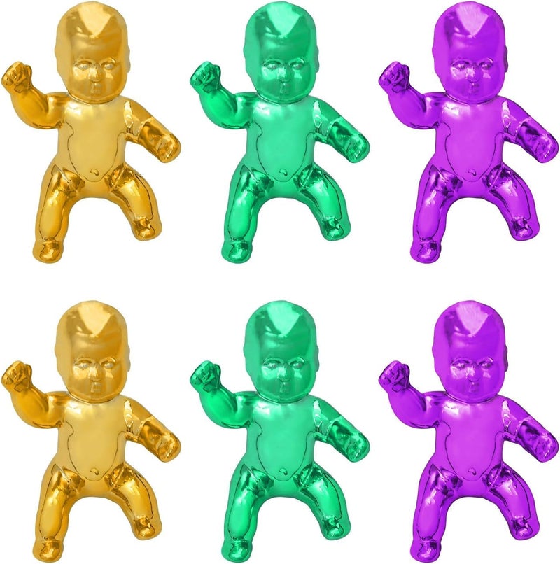 ZZYFGH 24Pcs King Cake Babies, 1.2inch King Cake Baby, Mini Baby Figurines for Baby, Shower Ice Cube Game, Party Favor Supplies Metallic Mardi Gras Bulk Plastic Babies - Image 1